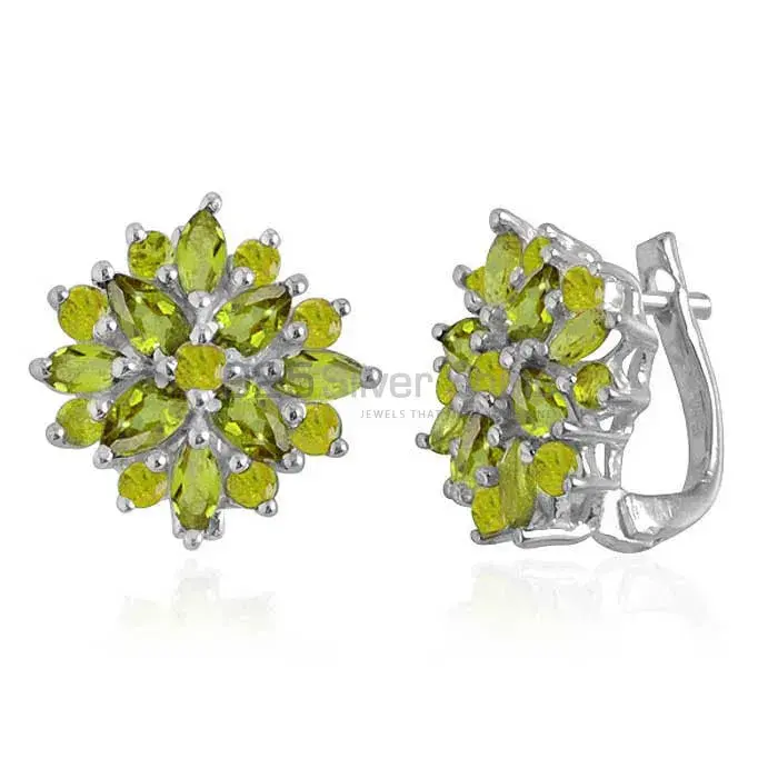925 Sterling Silver Handmade Earrings In Peridot Gemstone Jewelry 925SE1000_0