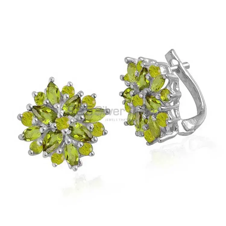 925 Sterling Silver Handmade Earrings In Peridot Gemstone Jewelry 925SE1000_1