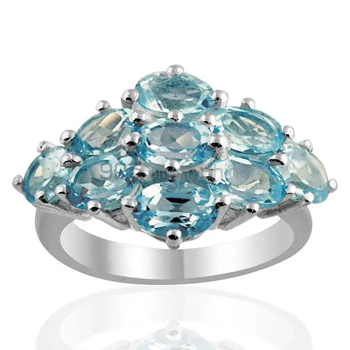 Best Design 925 Sterling Silver Handmade Rings Exporters In Blue Topaz Gemstone Jewelry 925SR1434