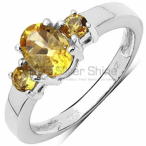 Citrine Three Stone Sterling Silver Rings 925SR3169