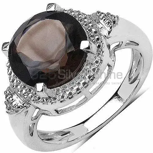 Best Design 925 Sterling Silver Rings Manufacturer In Smoky Quartz Gemstone Jewelry 925SR3075