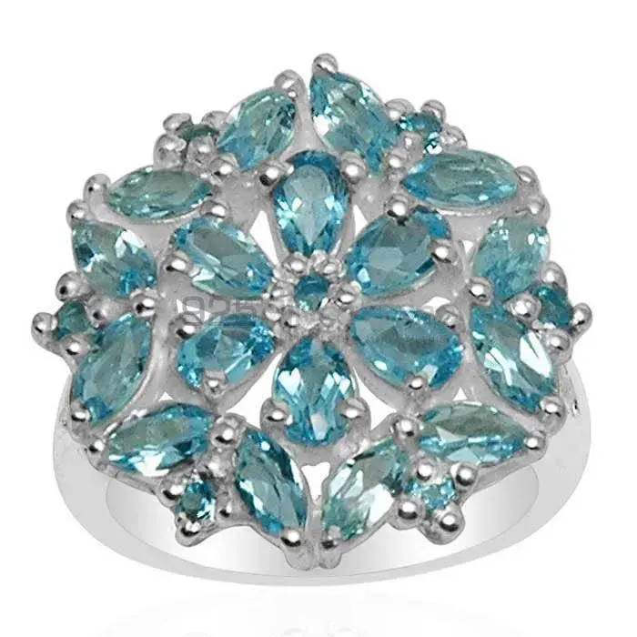 Best Design 925 Sterling Silver Handmade Rings Suppliers In Blue Topaz Gemstone Jewelry 925SR1587