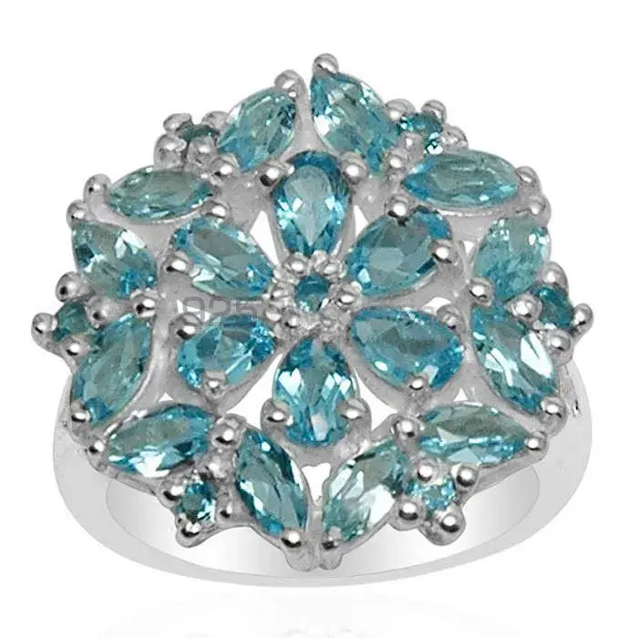 925 Sterling Silver Handmade Rings In Blue Topaz Gemstone Jewelry 925SR1587_0