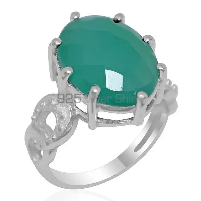 Best Design 925 Sterling Silver Rings In Green Onyx Gemstone Jewelry 925SR1876