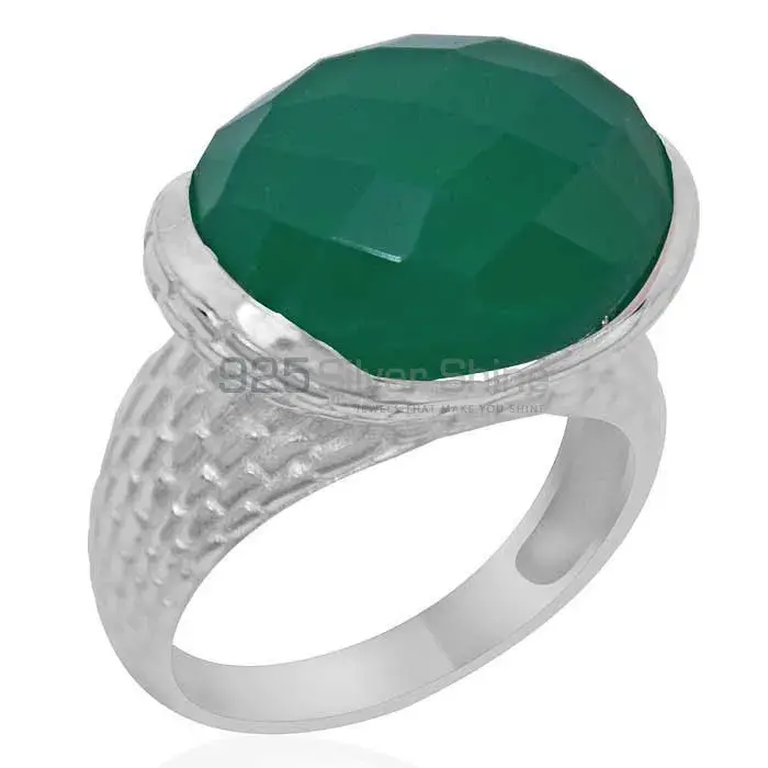 Best Design 925 Sterling Silver Rings Wholesaler In Green Onyx Gemstone Jewelry 925SR1886