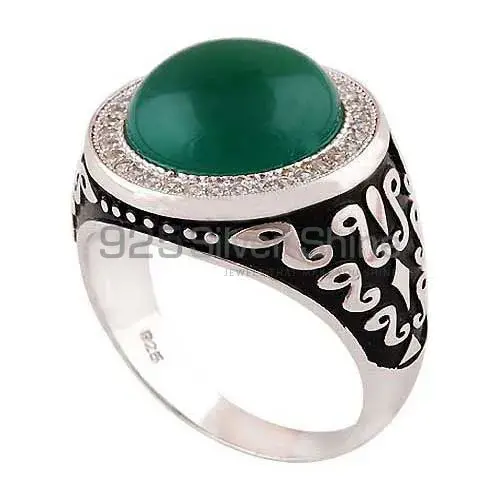 Best Design 925 Sterling Silver Rings Wholesaler In Green Onyx Gemstone Jewelry 925SR3999