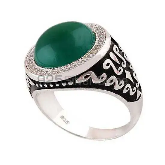 Best Design 925 Sterling Silver Rings Wholesaler In Green Onyx Gemstone Jewelry 925SR3999_0