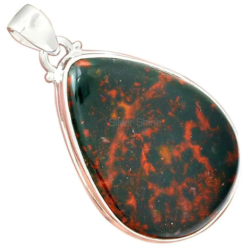 925 Fine Silver Pendants In Blood Stone Gemstone Jewelry 925SP165_0