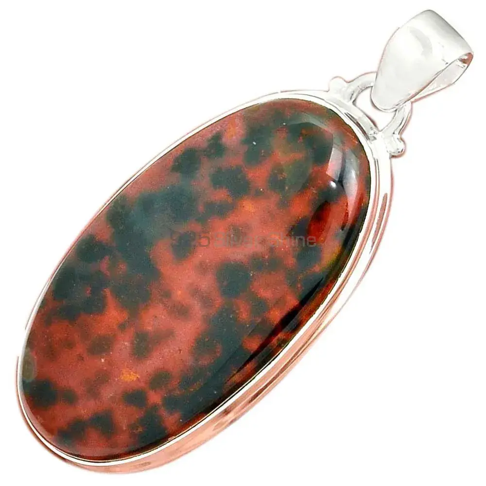 925 Fine Silver Pendants In Blood Stone Gemstone Jewelry 925SP165_1