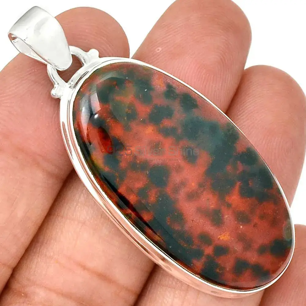 Best Price 925 Fine Silver Pendants Suppliers In Blood Stone Gemstone Jewelry 925SP165_9