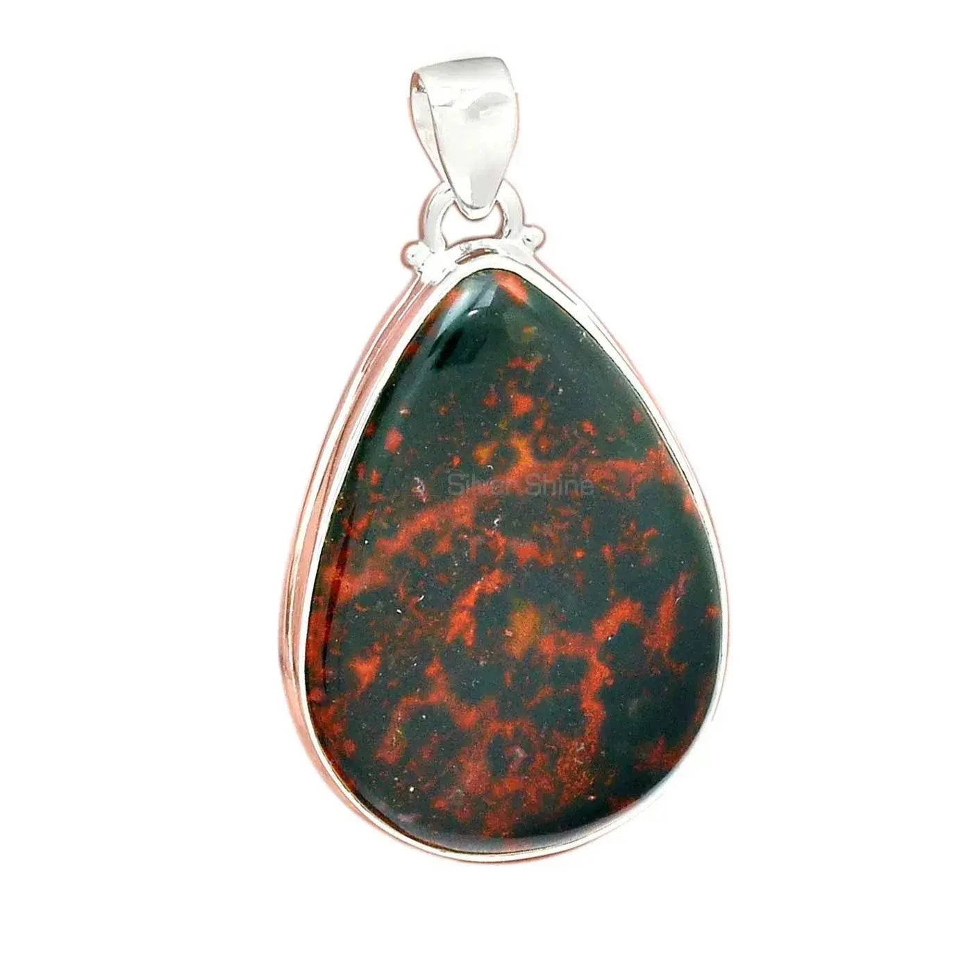 925 Fine Silver Pendants In Blood Stone Gemstone Jewelry 925SP165_2