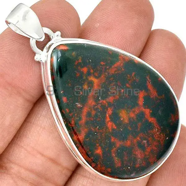 Best Price 925 Fine Silver Pendants Suppliers In Blood Stone Gemstone Jewelry 925SP165_2