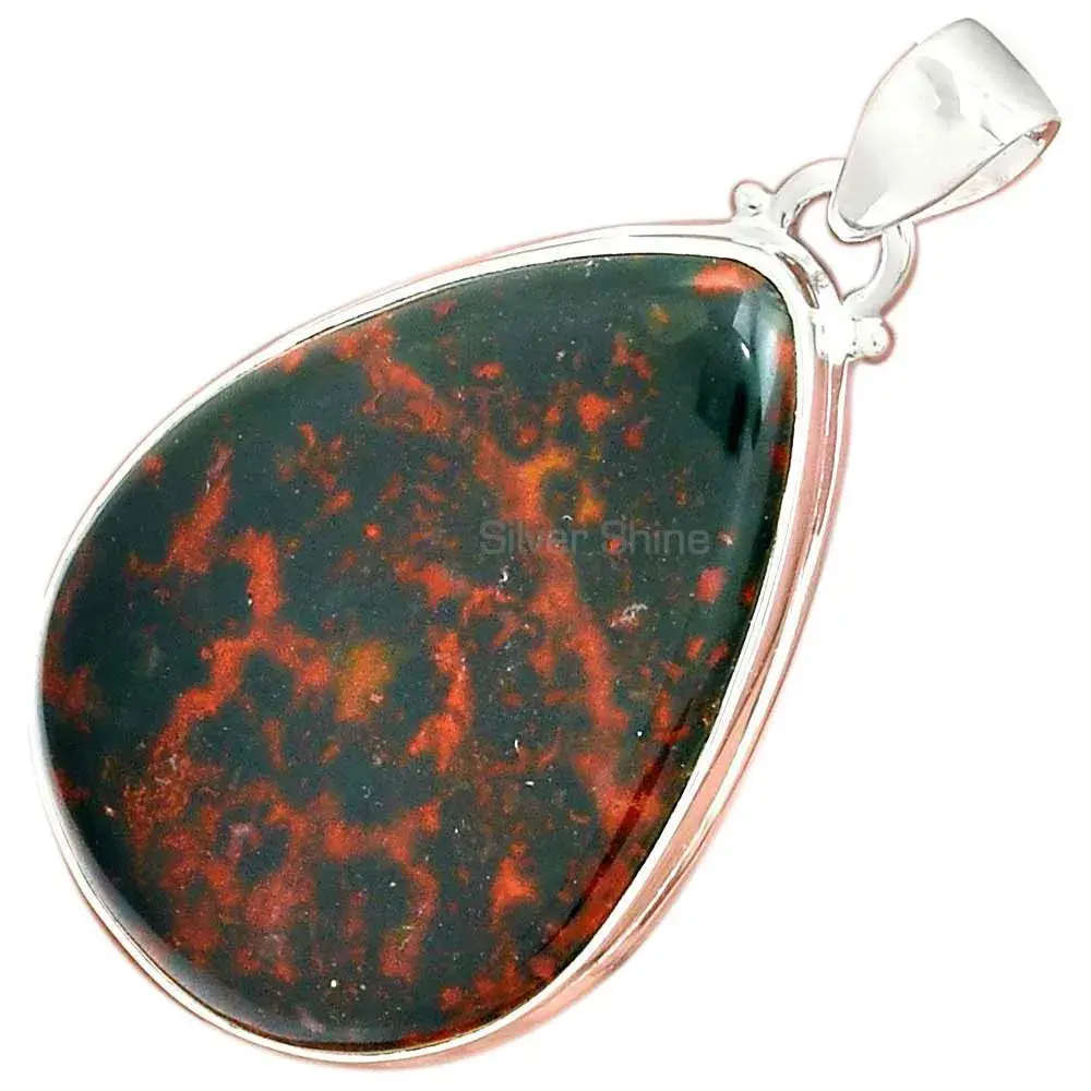 Best Price 925 Fine Silver Pendants Suppliers In Blood Stone Gemstone Jewelry 925SP165_3