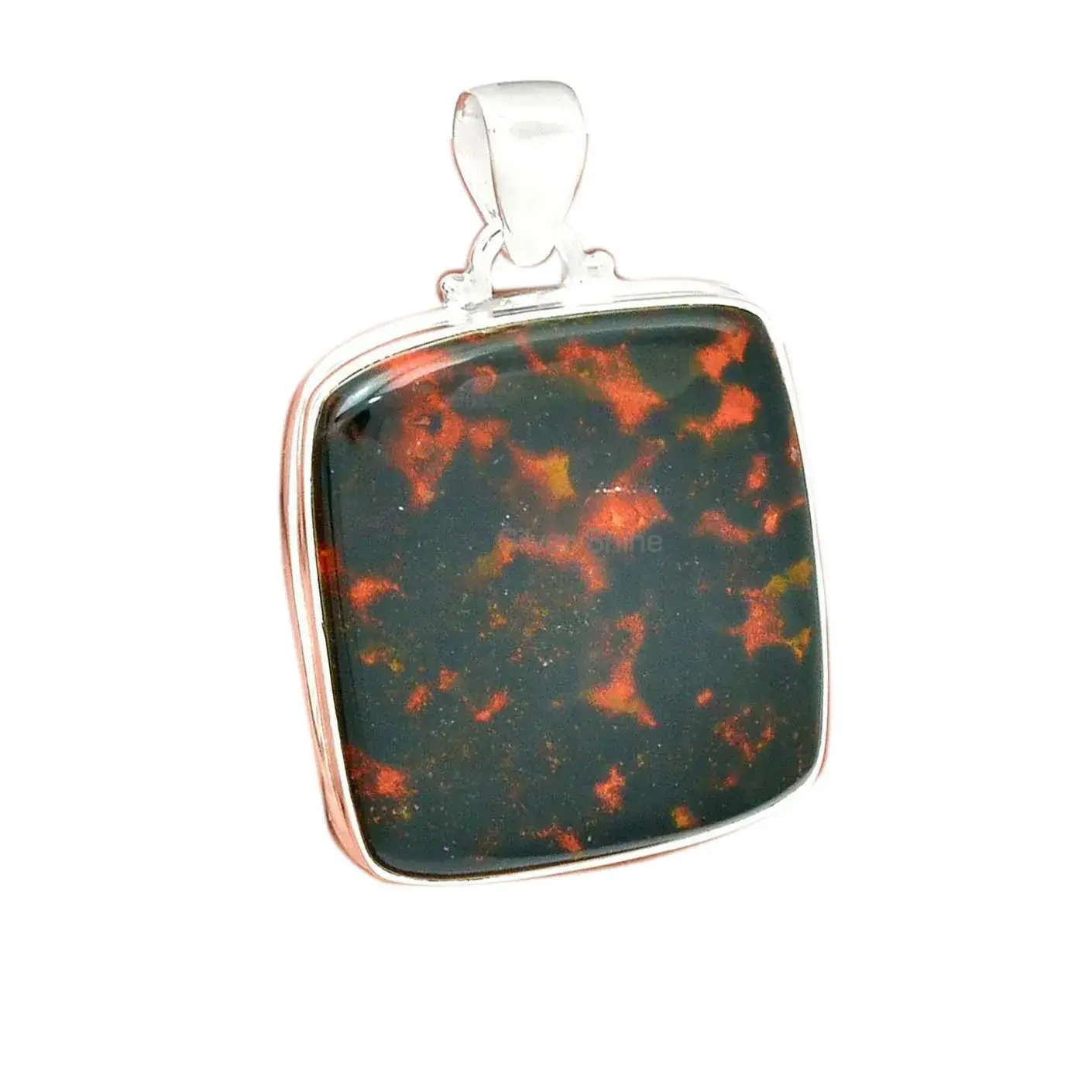 Best Price 925 Fine Silver Pendants Suppliers In Blood Stone Gemstone Jewelry 925SP165_4