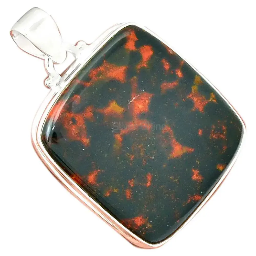 Best Price 925 Fine Silver Pendants Suppliers In Blood Stone Gemstone Jewelry 925SP165_6