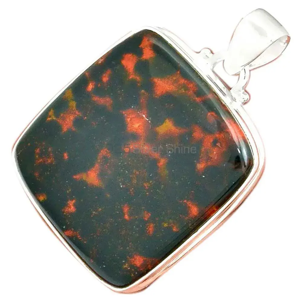 Best Price 925 Fine Silver Pendants Suppliers In Blood Stone Gemstone Jewelry 925SP165_7