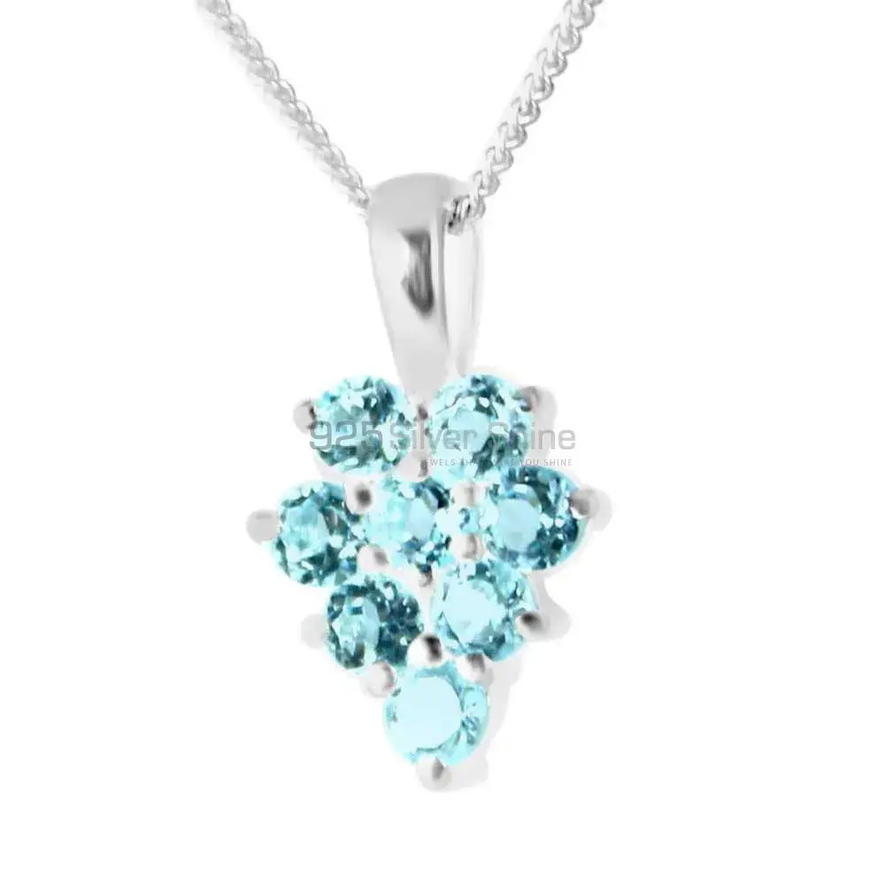 925 Fine Silver Pendants In Blue Topaz Gemstone Jewelry 925SP208-5