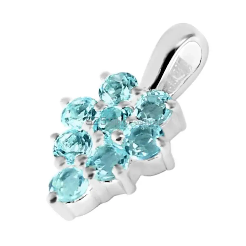 925 Fine Silver Pendants In Blue Topaz Gemstone Jewelry 925SP208-5_1