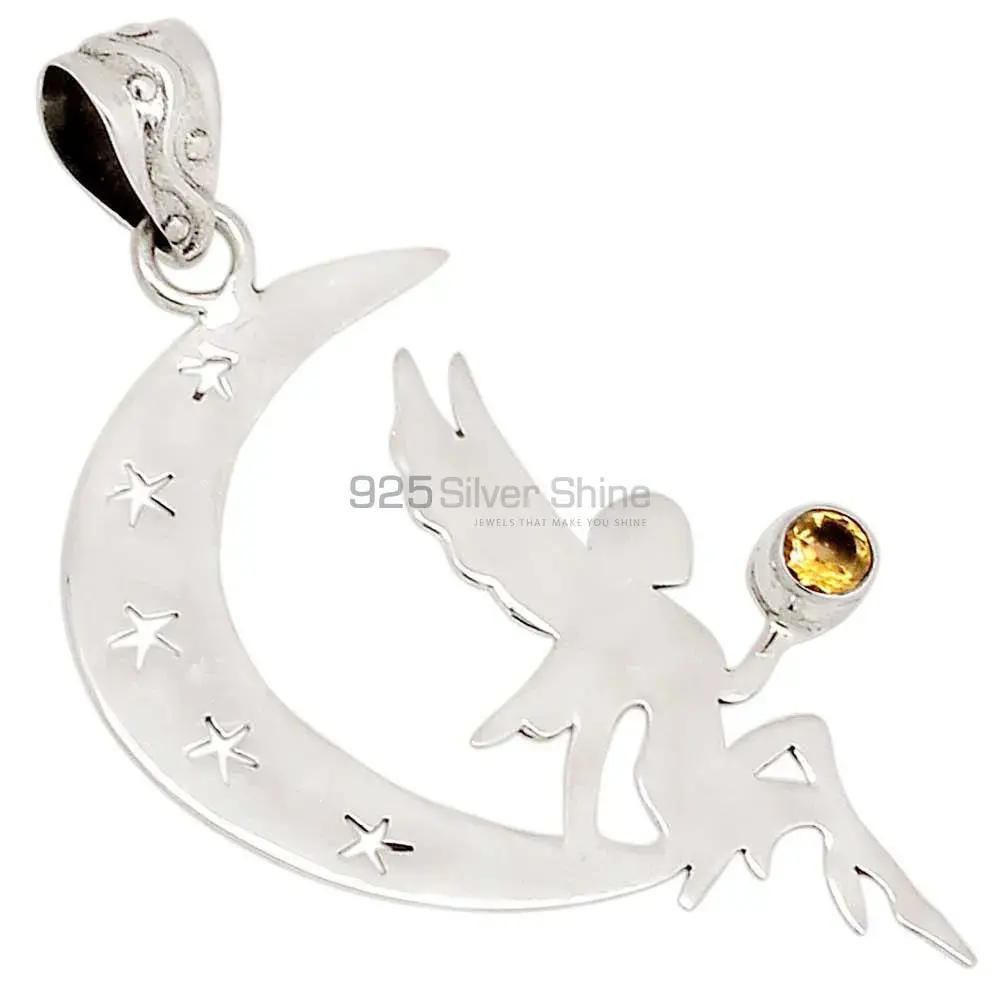 925 Fine Silver Pendants In Citrine Gemstone Jewelry 925SP114-3_0