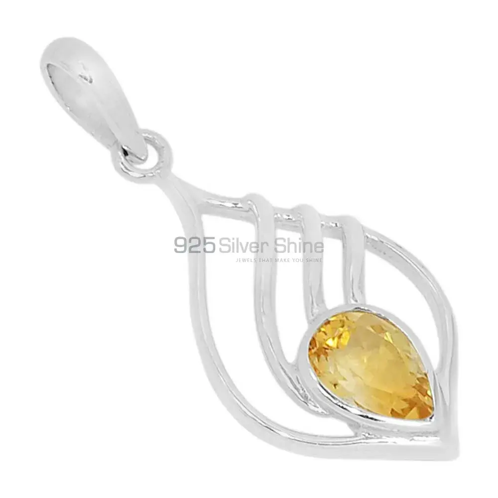 925 Fine Silver Pendants In Citrine Gemstone Jewelry 925SSP346-1_0