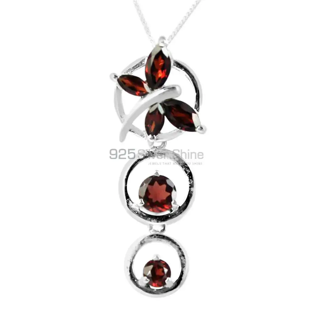 925 Fine Silver Pendants In Garnet Gemstone Jewelry 925SP240-6_0