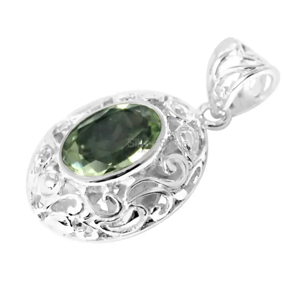 Best Price 925 Fine Silver Pendants Suppliers In Green Amethyst Gemstone Jewelry 925SP232-4_0