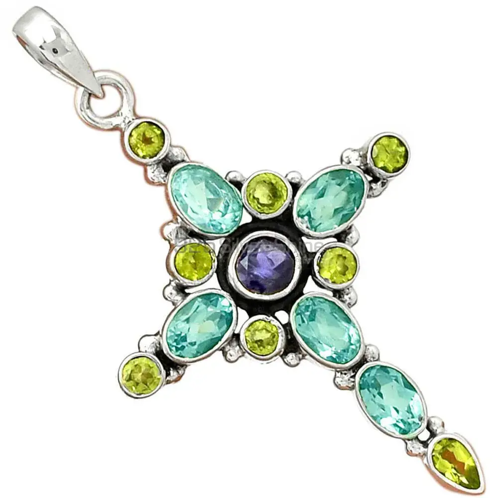 925 Fine Silver Pendants In Multi Gemstone Jewelry 925SP077-3_0