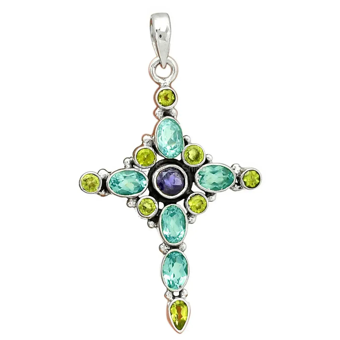 925 Fine Silver Pendants In Multi Gemstone Jewelry 925SP077-3_2