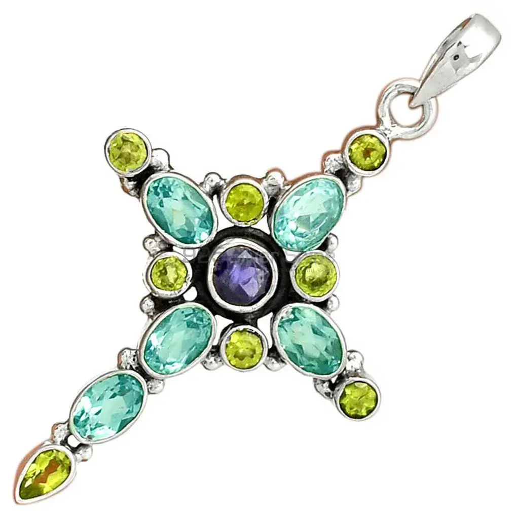 925 Fine Silver Pendants In Multi Gemstone Jewelry 925SP077-3_3