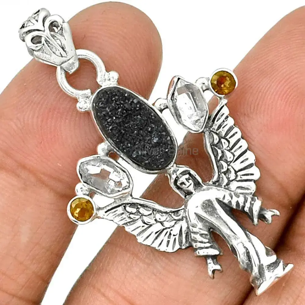 925 Fine Silver Pendants In Multi Gemstone Jewelry 925SP089-3_1