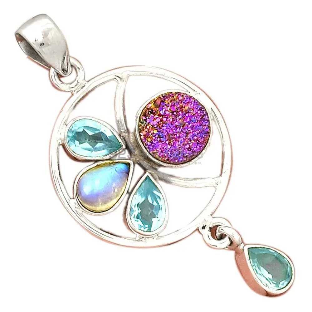 925 Fine Silver Pendants In Multi Gemstone Jewelry 925SP098-1_0