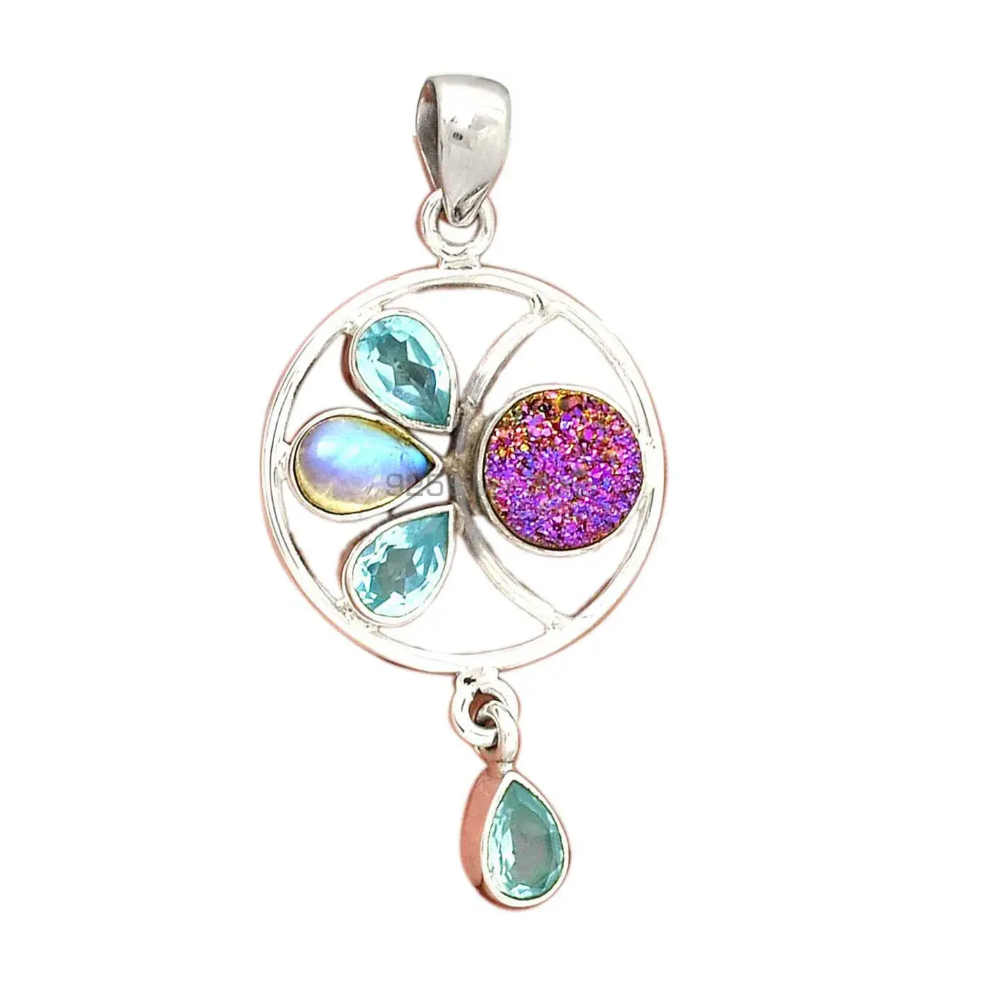 925 Fine Silver Pendants In Multi Gemstone Jewelry 925SP098-1_2