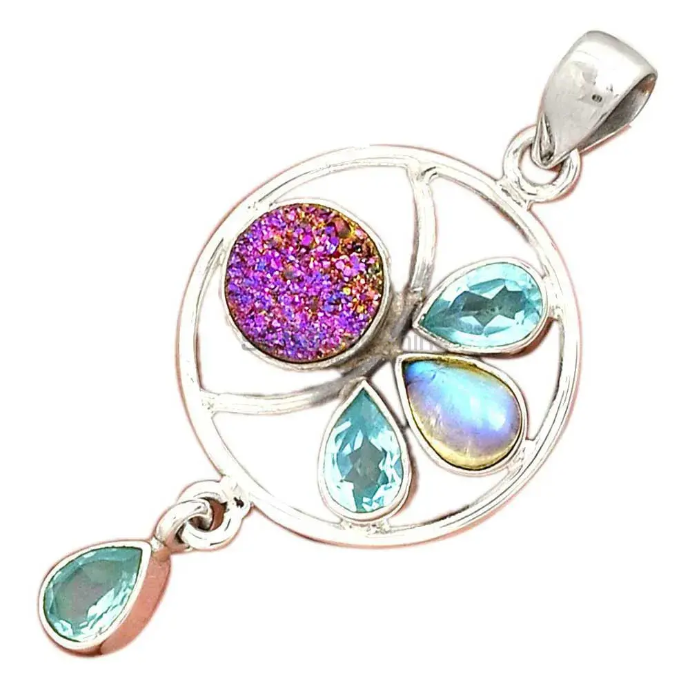925 Fine Silver Pendants In Multi Gemstone Jewelry 925SP098-1_3