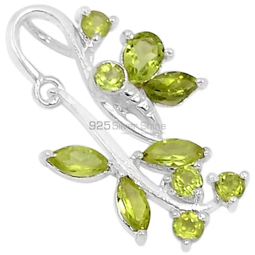 925 Fine Silver Pendants In Peridot Gemstone Jewelry 925SSP328-2