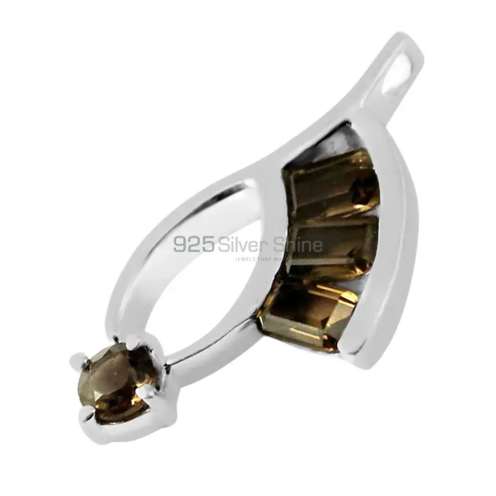 925 Fine Silver Pendants In Smokey Gemstone Jewelry 925SP216-3_1