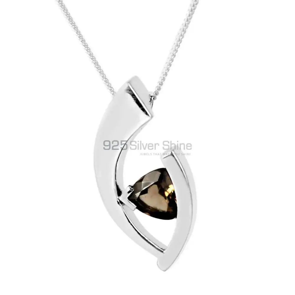 Best Price 925 Fine Silver Pendants Suppliers In Smokey Gemstone Jewelry 925SP224-7