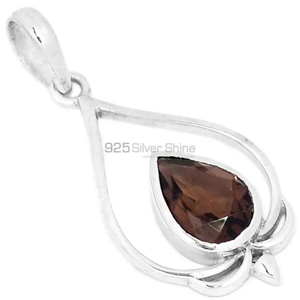 Best Price 925 Fine Silver Pendants Suppliers In Smokey Gemstone Jewelry 925SP293-2
