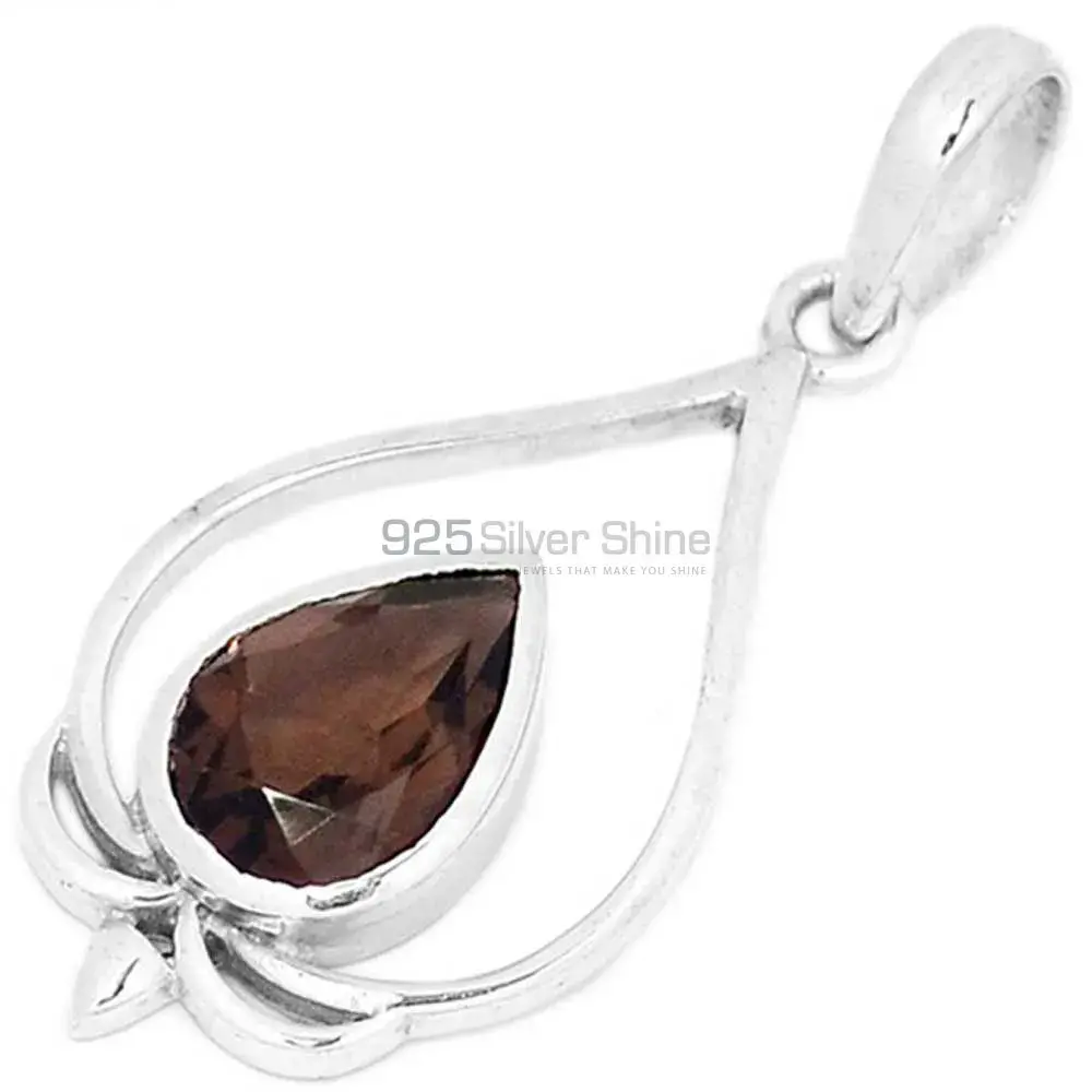 925 Fine Silver Pendants In Smokey Gemstone Jewelry 925SP293-2_0