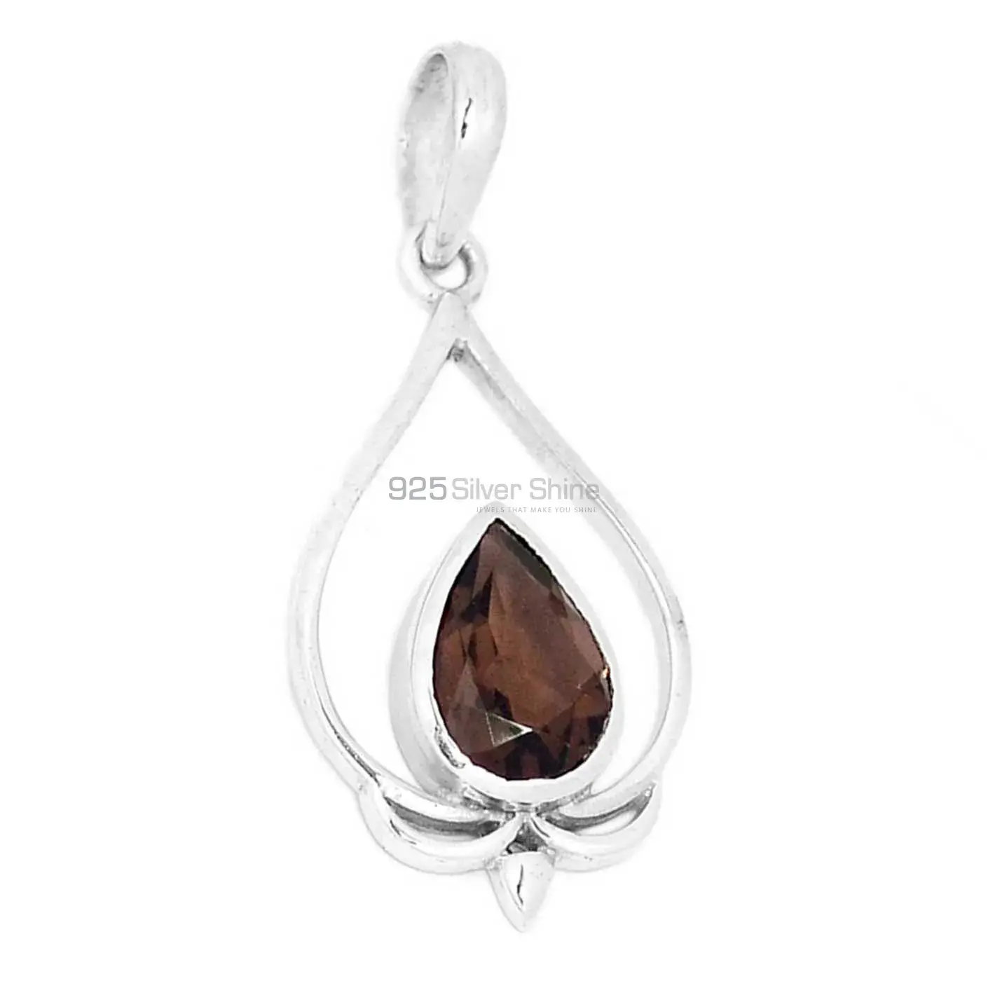 925 Fine Silver Pendants In Smokey Gemstone Jewelry 925SP293-2_1