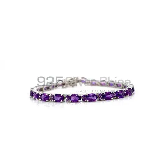 925 Fine Silver Tennis Bracelets In Amethyst Gemstone Jewelry 925SB224
