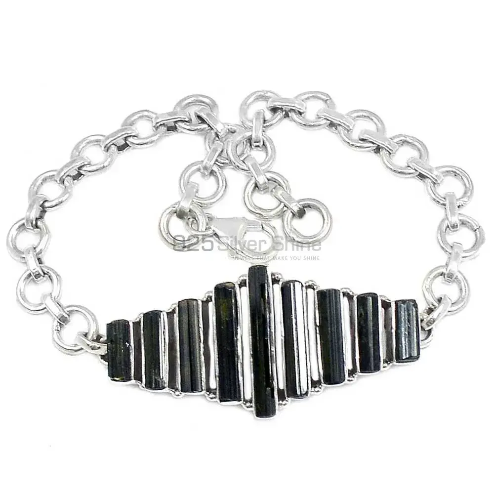 925 Solid Silver Bracelets In Green Tourmaline Gemstone Jewelry 925SB274