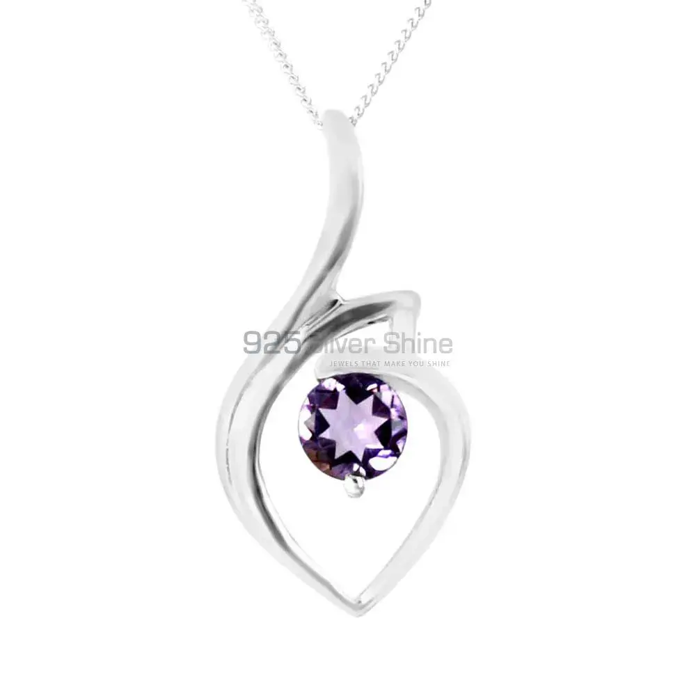 925 Solid Silver Pendants In Amethyst Gemstone Jewelry 925SP207-8_0