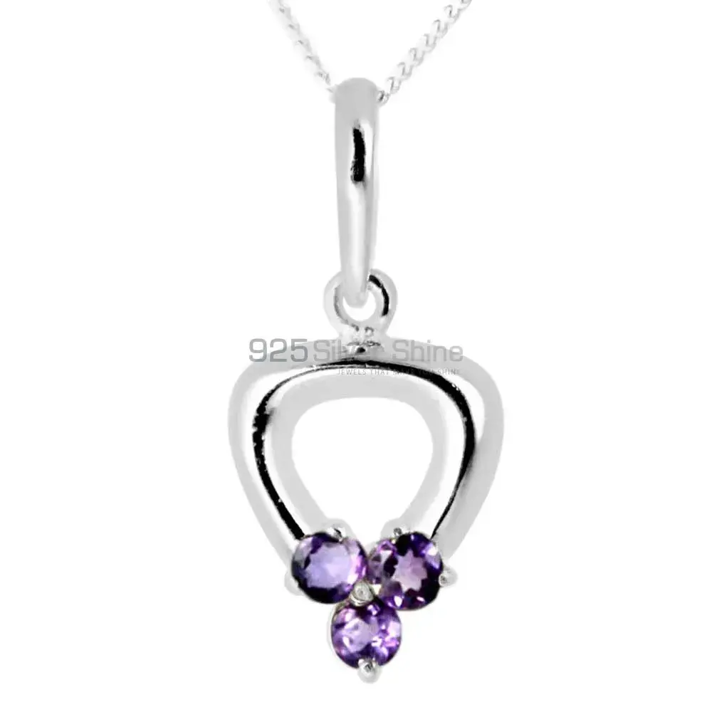 Best Price 925 Solid Silver Pendants Exporters In Amethyst Gemstone Jewelry 925SP248-3