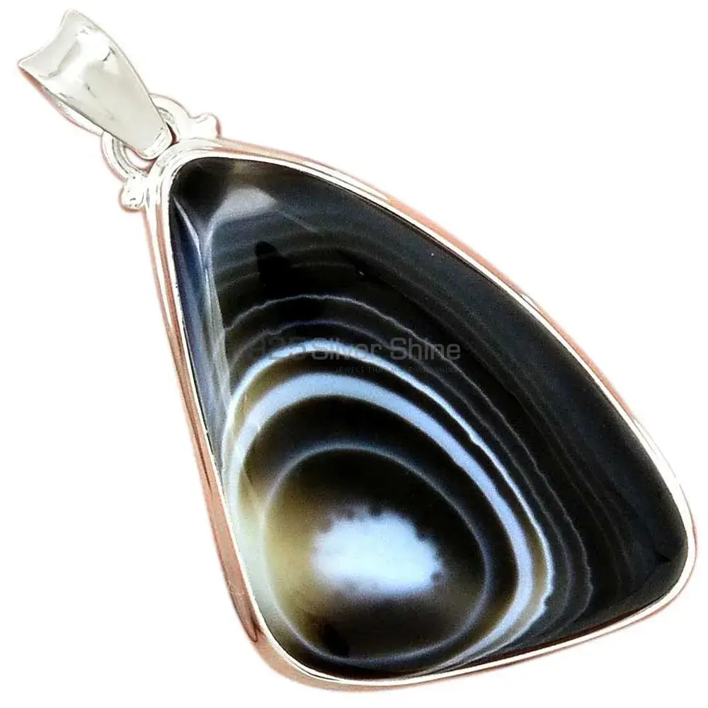 925 Solid Silver Pendants In Botswana Agate Gemstone Jewelry 925SP159_0