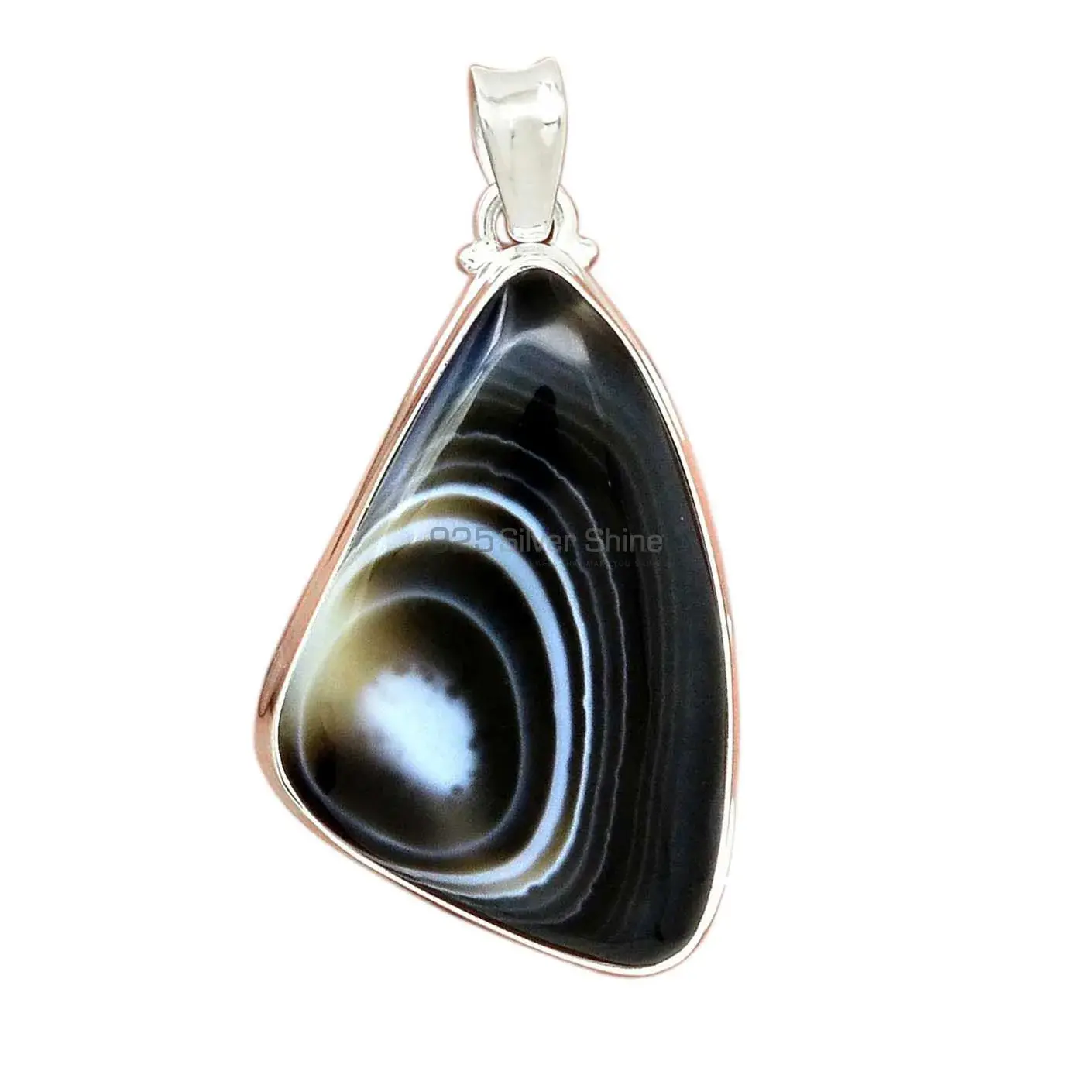 925 Solid Silver Pendants In Botswana Agate Gemstone Jewelry 925SP159_1