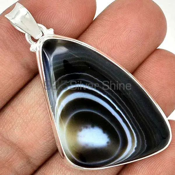 925 Solid Silver Pendants In Botswana Agate Gemstone Jewelry 925SP159_2