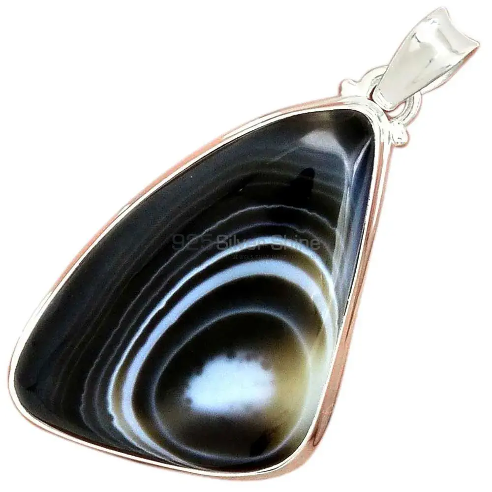 925 Solid Silver Pendants In Botswana Agate Gemstone Jewelry 925SP159_3