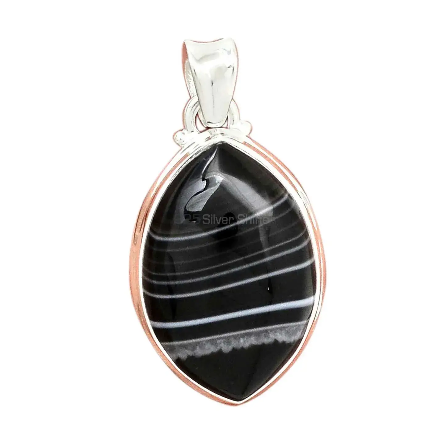 925 Solid Silver Pendants In Botswana Agate Gemstone Jewelry 925SP159_4
