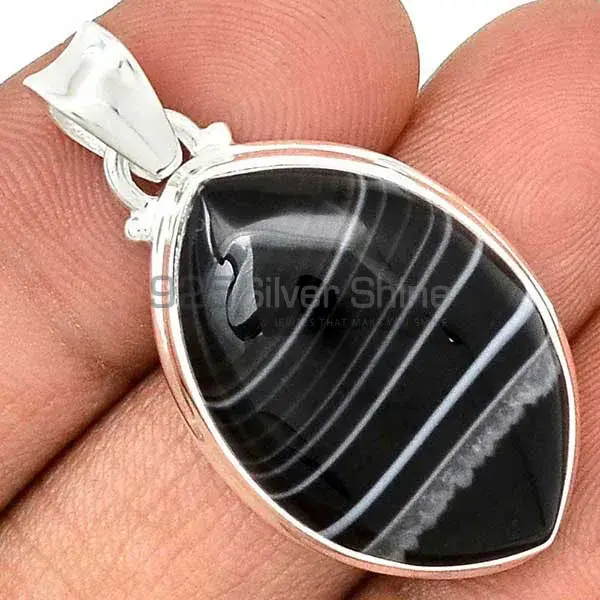 925 Solid Silver Pendants In Botswana Agate Gemstone Jewelry 925SP159_5