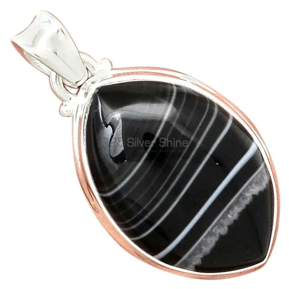 925 Solid Silver Pendants In Botswana Agate Gemstone Jewelry 925SP159_6